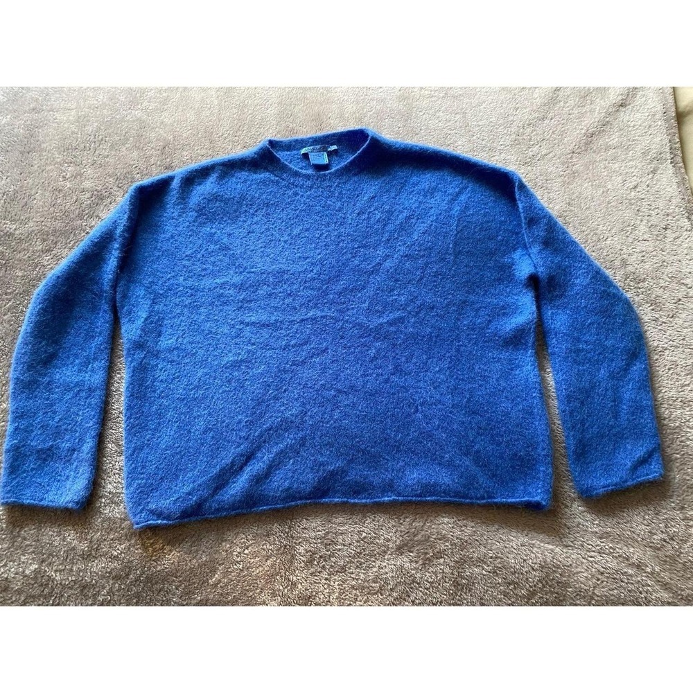 J Mclauhlin Alpaca Wool Blend Sweater Italy Royal Blue Large Poetcore Crew s9